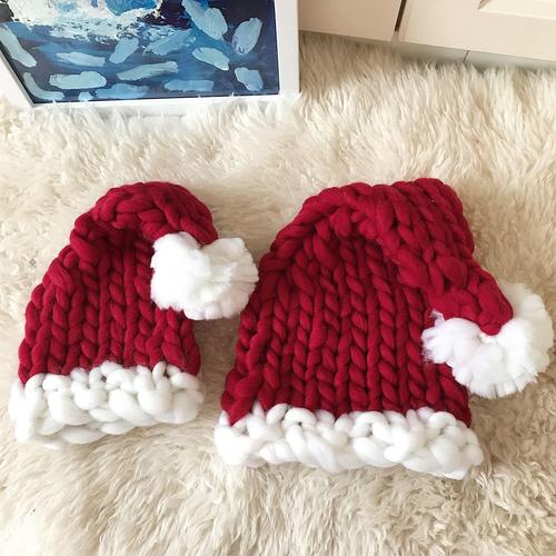 针织迷你圣诞帽尐元素粗毛毛线风格小小装饰品圣诞帽